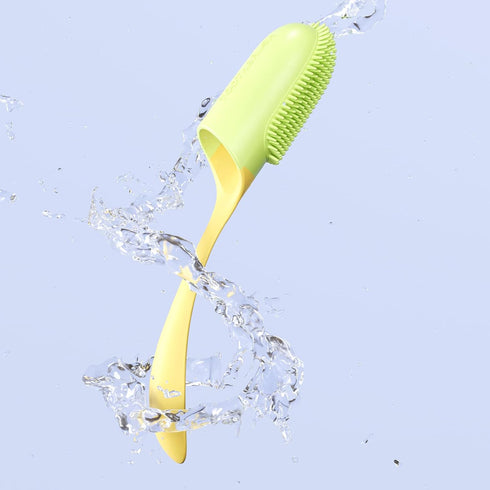 Silicone Pet Toothbrush - Soft Handled Brush with Gentle Bristles, Ideal for Cats & Dogs Dental Care, Easy Teeth Cleaning (Yellow with Green)...