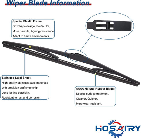 Rear Windshield Wiper Blade for Jeep Cherokee 14-22, for Hyundai Accent 07-11 Santa Fe 2007-2012 Tucson 16-21, for Mazda 3 10-13 CX-5 CX-7 CX-9 Re...