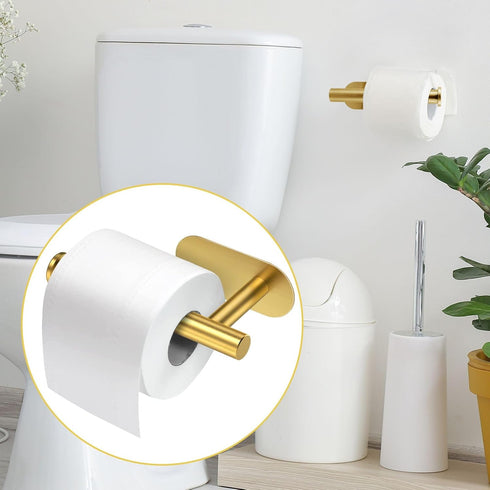 Toilet Paper Holder/Towel Ring Self Adhesive, Eolax No Drilling Gold Bathroom Hardware Accessories, Stainless Steel Sticky Toilet Roll Hanger and ...