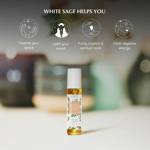 White Sage & Sandalwood Essential Oil Roll-On Blend by Aromafume | 10ml/0.33 fl oz | Aromatherapy Oil for Cleansing Negative Energy & Protection |...