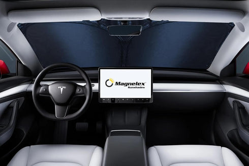 Magnelex Tesla Windshield Sun Shade (Model 3/Y), Reflective Polyester Blocks Heat & Sun, Foldable Car Window Sun Blocker, Mirror Cut-Out, Fade-Res...
