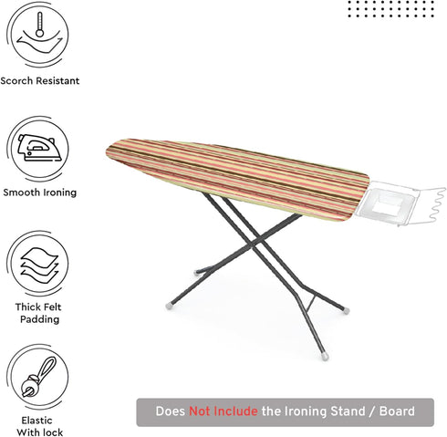 Encasa XO Ironing Board Cover and Pad - Thick 4mm Felt, Heat & Scorch-Resistant, Fits Medium Boards 42"x14", Elastic Bungee Cord Tightening, Easy ...