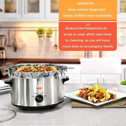 ECOOPTS Slow Cooker Liners (40 Liners), 13" × 21" Pot Liners Fit 3-8 Quarts, Disposable Cooking Bags Suitable for Oval & Round Pot, BPA Free (13" ...