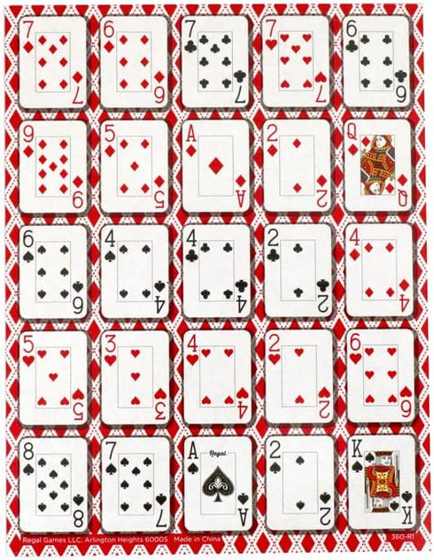 Regal Games - Poker Keeno Bulk Game Set - includes 12 Two-Sided Boards, 200 Scoring Chips, 1 Deck of Standard Poker Cards - 24 Unique Board Layout...