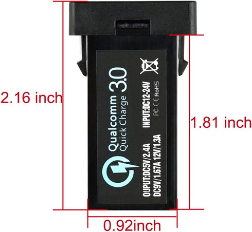 Cllena Dual USB Port QC3.0 & 2.4A Quick Charger Socket Power Adapter for Toyota, Compatible with Cellphone iPad PDA Laptop GPS etc.......