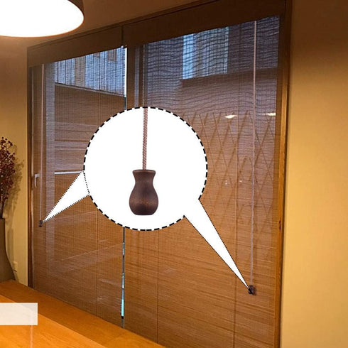 WXJ13 One Roll 50 Yards Brown Braided Nylon Lift Shade Cord with 5 Pack Brown Wood Cord Knobs, 1.8 mm (Brown)...