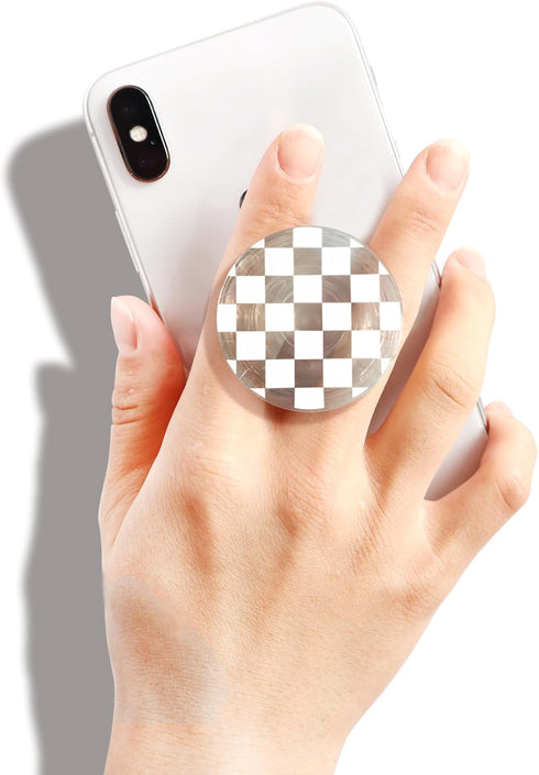 Trendy Checkerboard Phone Grip - Sleek, Expandable, Collapsible - Non-Slip, Durable, Universal Fit - Ideal for Style-Conscious Users (White)...