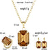 HSQYJ Fashion Color Crystal Jewelry Set Geometry Rectangle Pendant Rhinestone Necklace Rings and Drop Earrings for Women Ladies Gifts Gold Plated...