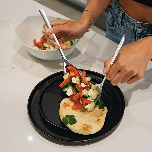 6-Piece Serving Spoons Set,Stainless Steel Serving Tablespoons,Serving Spoons x 3, Slotted Spoons x 3,9.4 Inches Large Serving Spoon for Buffet Pa...