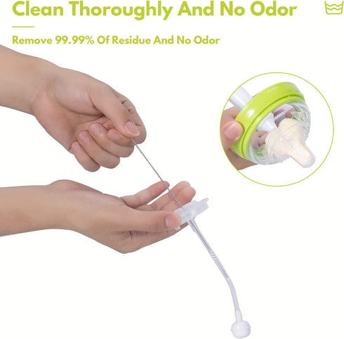 8 Pcs Sponge Nipple Bottle Brushes, Baby Bottle Brush with 3 Pcs Nipple Cleaner, 3 Pcs Replacement Heads and 2 Pcs Straw Brushes, White...