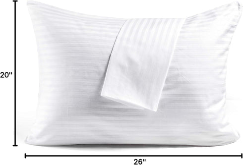 FAUNNA 600TC 100% Cotton Pillow Protectors, Standard Size (20x26), 2 Pack, Oeko-TEX Certified, Hotel Grade Pillow Cover with Silent Zipper, Zip Up...