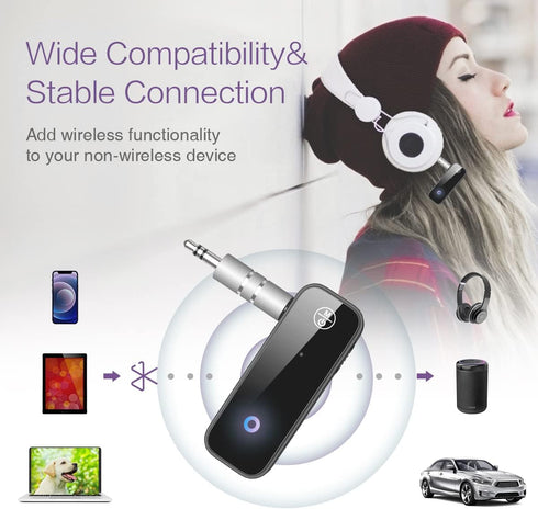ORIA Bluetooth 5.0 Receiver for Car, Upgraded Aux Bluetooth Adapter, 2 in 1 Bluetooth Transmitter Receiver with Noise Cancelling 3.5mm, Hand Free ...