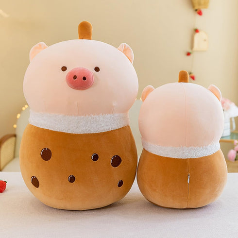 Cute Plushies Boba Pig Plush Plush Boba Plushie Kawaii Plushies Bubble Tea Pig Stuffed Animal Gift for Kids Adults (Boba Pig Plush,9 Inch)...