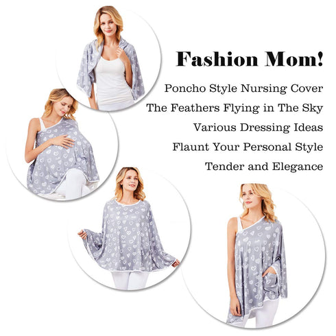 Baby Nursing Cover & Poncho - Multi-Use Privacy Cover for Baby Car Seat, Shopping Cart, Stroller...