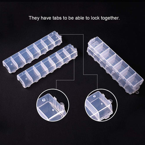 PH PandaHall 8 Pack 7 Grids Jewelry Dividers Box Organizer Clear Plastic Bead Case Storage Container for Beads, Jewelry, Nail Art, Small Items Cra...
