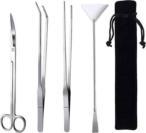 15in Aquascape Tools, 4 in 1 Long Aquarium Tweezers Scissors Spatula, Stainless Steel Aquatic Plants Aquascaping Tools Set for Fish Starter Kits, ...