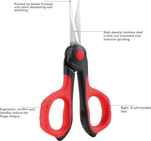 LIVINGO 4.5” Small Sharp Embroidery Scissors, Precise Detail Pointed Tip Stainless Steel Shears for Cutting Fabric, Needlework Thread Yarn Craft S...