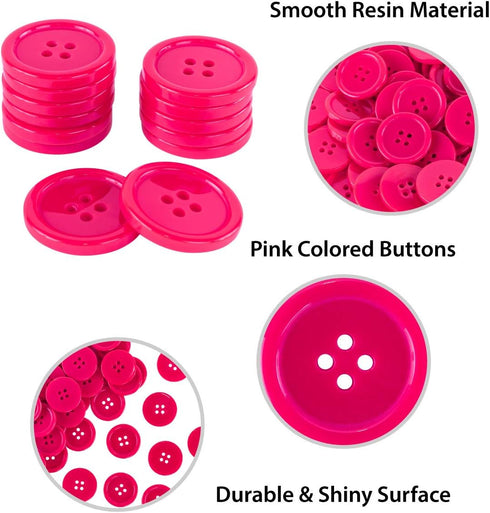 Super Z Outlet 100 Pack 1 Inch Buttons Flatback Sewing Colored for Arts & Crafts, Fashion Clothing, DIY Projects (Hot Pink)...