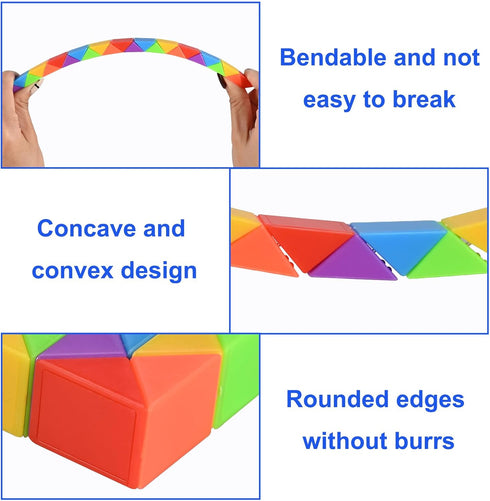 24 Pack Mini Fidget Snake Cube Puzzle Toys - Party Favors & Goodie Bag Fillers for Kids & Teens - Rainbow Colors - Bulk Birthday & Back to School ...
