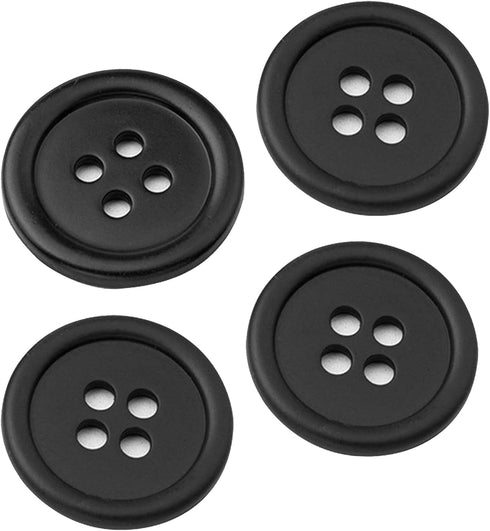 100pcs 1 Inch 25mm Black Resin Buttons Sewing Flatback Buttons Round Shape 4 Holes Craft Buttons for DIY Decoration Clothes Arts Crafts...