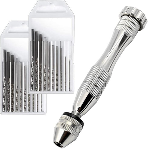 Pin Vise Hand Drill for Resin Casting Molds, Steel Hand Drill with 20 PCS Drill Bits (0.8-3 mm), for Wood, Manual Work DIY, Jewelry, Assembling, M...