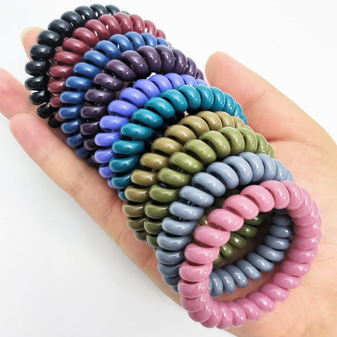 No Crease Coil Hair Ties 20 Pieces Traceless Spiral Hair Ties No Damage Phone Cord Hair Ties Elastics Hair Coils Plastic Hair Bands Spiral Bracele...