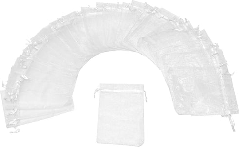 100Pcs Organza Bags 3x4 inches White, Small Mesh Jewelry Gift Bags Drawstring Wedding Favor Bags Christmas Party Candy Pouches...