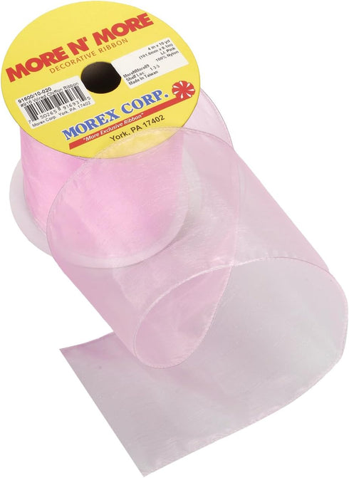 Morex Ribbon Wired 4-Inch Chiffon Ribbon with 10-Yard Spool, Light Pink...