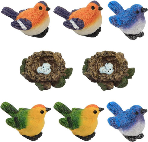 8 pc Miniature Bird & Nest Set: Perfect for DIY Fairy Garden, Car & Home Decoration!...