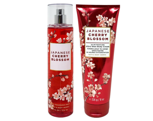 Bath & Body Works Fine Fragrance Mist & Ultra Shea Body Cream Japanese Cherry Blossom 2 Piece Set Full Size 8oz....