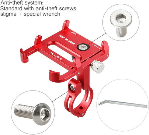 GUB Plus 6 Aluminum MTB Bike Bicycle Motorcycle Phone Holder Support GPS for Bike Handlebar Bike Accessories (Red)...