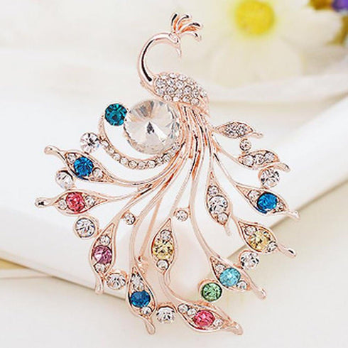 Comelyjewel Brooch Pin Women's Peacock Color Rhinestones Breastpin for Wedding/Banquet/Bouquet...