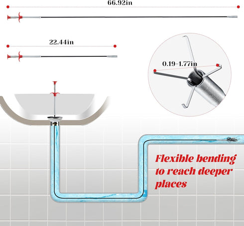 2 Pack Flexible Plumbing Grabber Claw Pick Up Reacher Tool,Sewer Cleaning Hook,4 Claws Bendable Hose Pickup Reaching Assist Tool for Litter Pick, ...