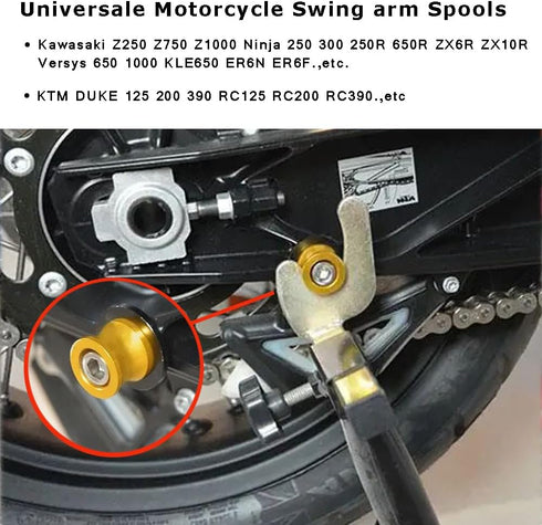 Universal M10 x 1.25 Motorcycle Swing arm Spools Slider for CFMOTO 450NK 450SS 450SR 450MT 650NK 800MT Ninja 400 650R Z750 Z1000SX ER6F ER6N Versy...