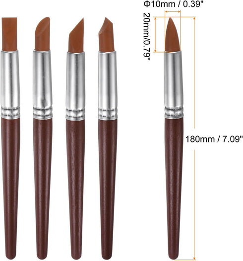 HARFINGTON 5pcs Silicone Clay Sculpting Tool Pottery Modelling Shaper Carving Tool Rubber Tip Shaping Pen for Ceramic Sculpture Polymer Clay, Brow...