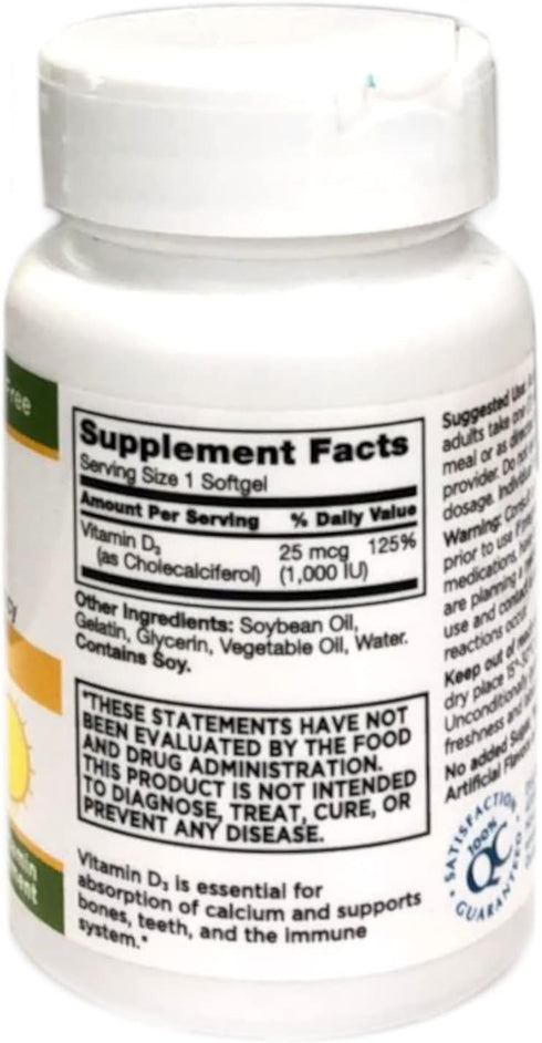 Quality Choice High Potency Vitamin D3 Softgel Supplement 60 Count Bottle...