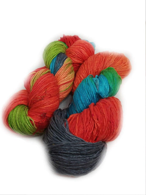 Silk Roving Worsted Weight Yarn - 100% Recycled & Hand-Dyed Mulberry Silk - Luxurious and Versatile for Knitting, Felting, and Crafting.(100 gm-22...