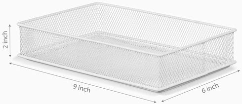 Ybm Home White Mesh Drawer Cabinet And Or Shelf Organizer Bins, School Supply Holder Office Desktop Organizer Basket 6x9x2 Inch...