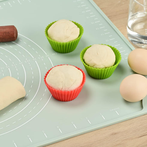 Silicone Pastry Mat 20"*16" Extra Thick Non Stick Baking Mat Food Grade Silicone Dough Rolling Bake Mat with Edge Heightening Green...