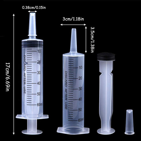 KEWAYO 3 Pack 60ml/cc Plastic Syringe Large Syringes Tools Catheter Tip individually sealed with Measurement for Scientific Labs, Measuring Liquid...