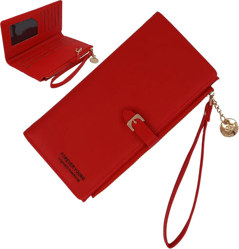 PORT&LOTUS Red Wallets for Women Small Wallets Mini Wallet for Woman Credit Card Organizer with Slim Cash Coin Purse Pocket Wallet for Woman Anti ...