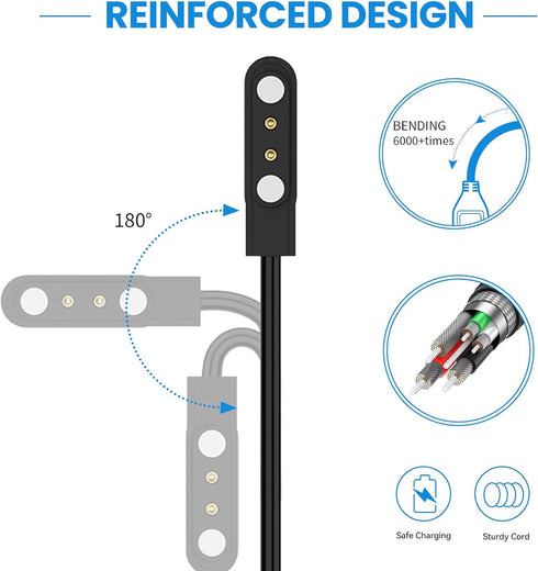 Replacement Charger Compatible with IDW13/IDW16/IDW19-TOOBUR/VrpeFit/Konitee/MILOUZ/Gydom/Fitpolo/Faweio/Amzhero/Woneligo Watch Charger Cable USB ...
