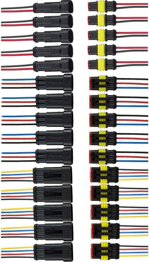 30Pcs/Pack (2 + 3 + 4 Pin Way) 16AWG Car Male & Female Waterproof Electrical Connectors Plug Socket Kit With 10cm Wire 1.5mm Series Terminal Conne...