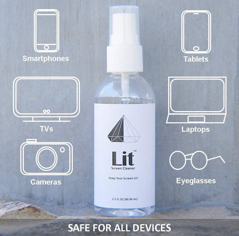 Premium Lit Screen Cleaner Kit –Safe & Effective for All Devices: Streak-Free, Eco-Friendly, Reusable Microfiber Screen Cleaning Solution for Smar...