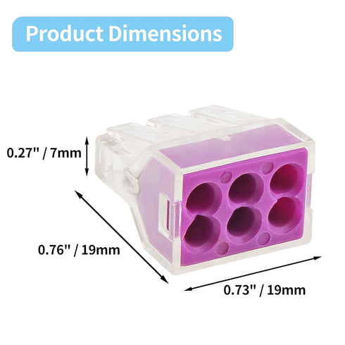 20pcs Push-in Wire Connecters 6 Port, Wire Quick Connection Terminal, 18-12 AWG / 0.75-2.5mm²...