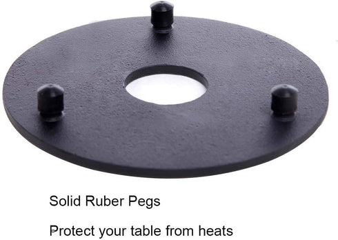Hwagui - Black Cast Iron Teapot Trivet with Rubber Pegs for Kitchen Or Dining Table, 5.5 Inch Diameter...