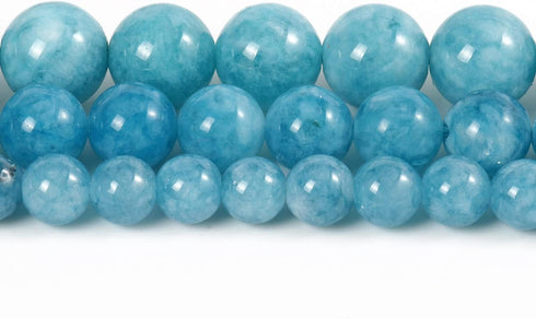 45pcs 8mm Natural Stone Beads Blue Chalcedony Beads Crystal Gemstone for Jewelry Making, DIY Bracelet Necklace...