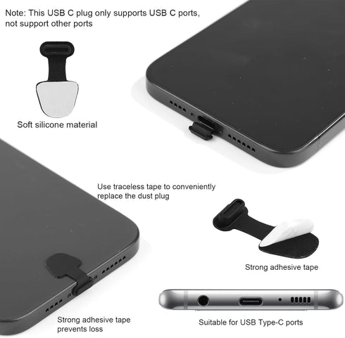 8pcs USB C Dust Covers, USB C Charging Port Covers USB C Anti Dust Plug Anti-Lost USB C Port Dust Cap with Speaker Mesh Covers Cleaner for iPhone ...