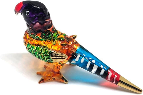 Handmade Mini Blown Glass 2" Orange Parrot Bird Fantasy Collectible Figurine, Dollhouse Gift Ideas, Cool Stuff Decor, Miniature Animals, Cute Tiny...