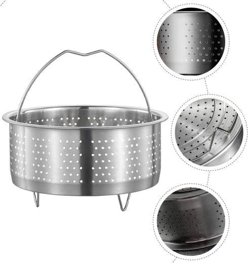 Luxshiny Rice Cooker Rice Cooker Rice Cooker Steamer Basket with Handle Legs Vegetable Steamer Insert Stainless Steel for Steaming Food Meat Fish ...